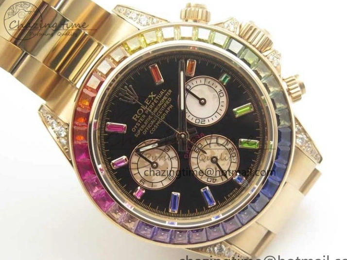 1230 Daytona 116595RBOW RG Rainbow Crystal BLF Best Edition Black Dial on RG Bracelet A RelaxedFit 3353